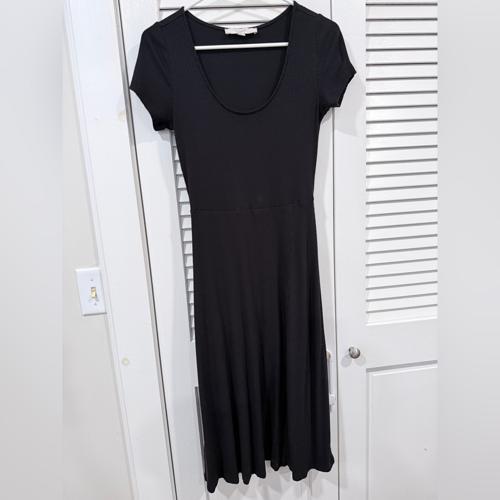 LOFT Black Ribbed Mdii Dress